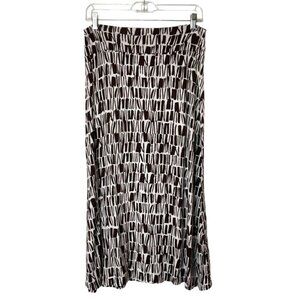 Krimson Klover‎ Brown And Ivory Geometric Print Jersey Knit Midi Skirt M